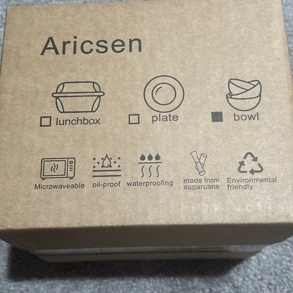 Aricsen Compostable 23oz Bowls 100 Pack Bagasse Soup Salad